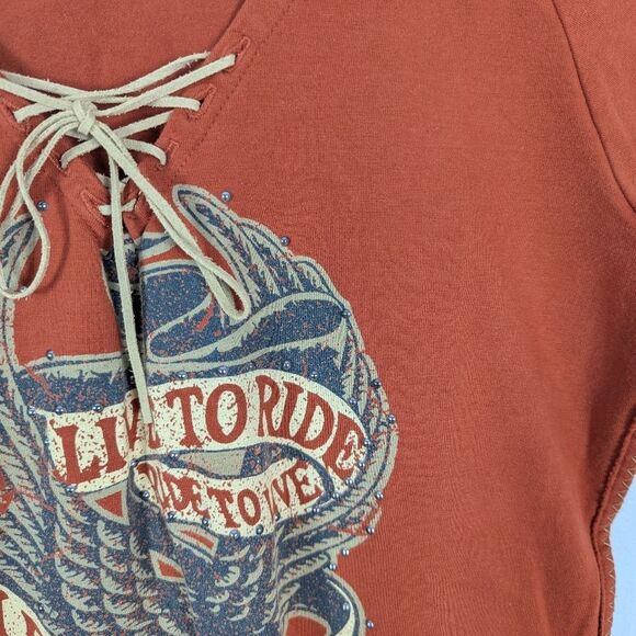 Harley Davidson Women's Rust Orange Shirt Large - Picture 8 of 10